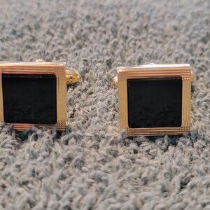 Black Lacquer & Gold Cushion Cufflinks